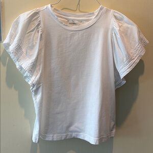 Gap  Flutter sleeve T- shirt  crewneck white  cotton  slightly cropped Sz M NWOT